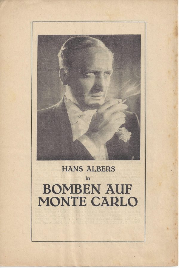 Zwischendruck: Bomben auf Monte Carlo ( Hans Müller ) Hans Albers, Heinz Rühmann, Anna Sten, Peter Lorre, Ida Wüst, Karl Etlinger,