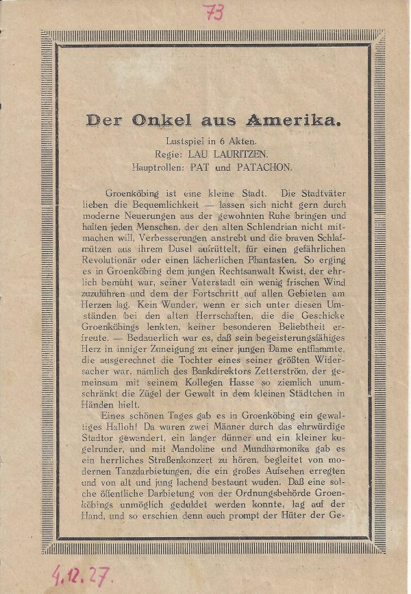 Kivur: Der Onkel aus Amerika ( Lau Lauritzen ) Pat & Patachon