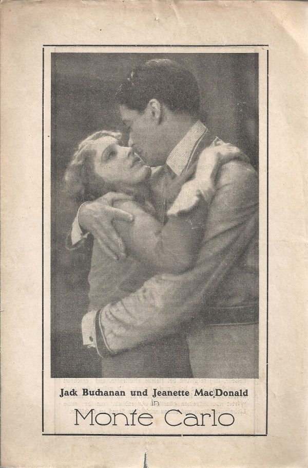 Zwischendruck: Monte Carlo ( Ernst Lubitsch ) Jeanette MacDonald, Jack Buchanan, Claude Allister, ZaSu Pitts,