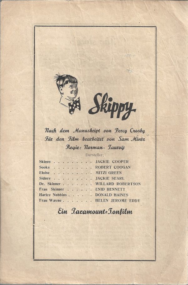 Zwischendruck: Skippy ( Norman Taurog ) Jackie Cooper, Robert Coogan, Mitzi Green, Jackie Searl,