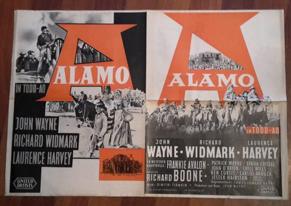 2724: Alamo (John Wayne) John Wayne, Richard Widmark, Laurence Harvey, Richard Boone, Frankie Avalon, Patrick Wayne, Linda Cristal, Joan O'Brien, Chill Wills, Joseph Calleia, Ken Curtis, Carlos Arruza, Jester HairsoAlamo (John Wayne) ( Werbeplakat ) John