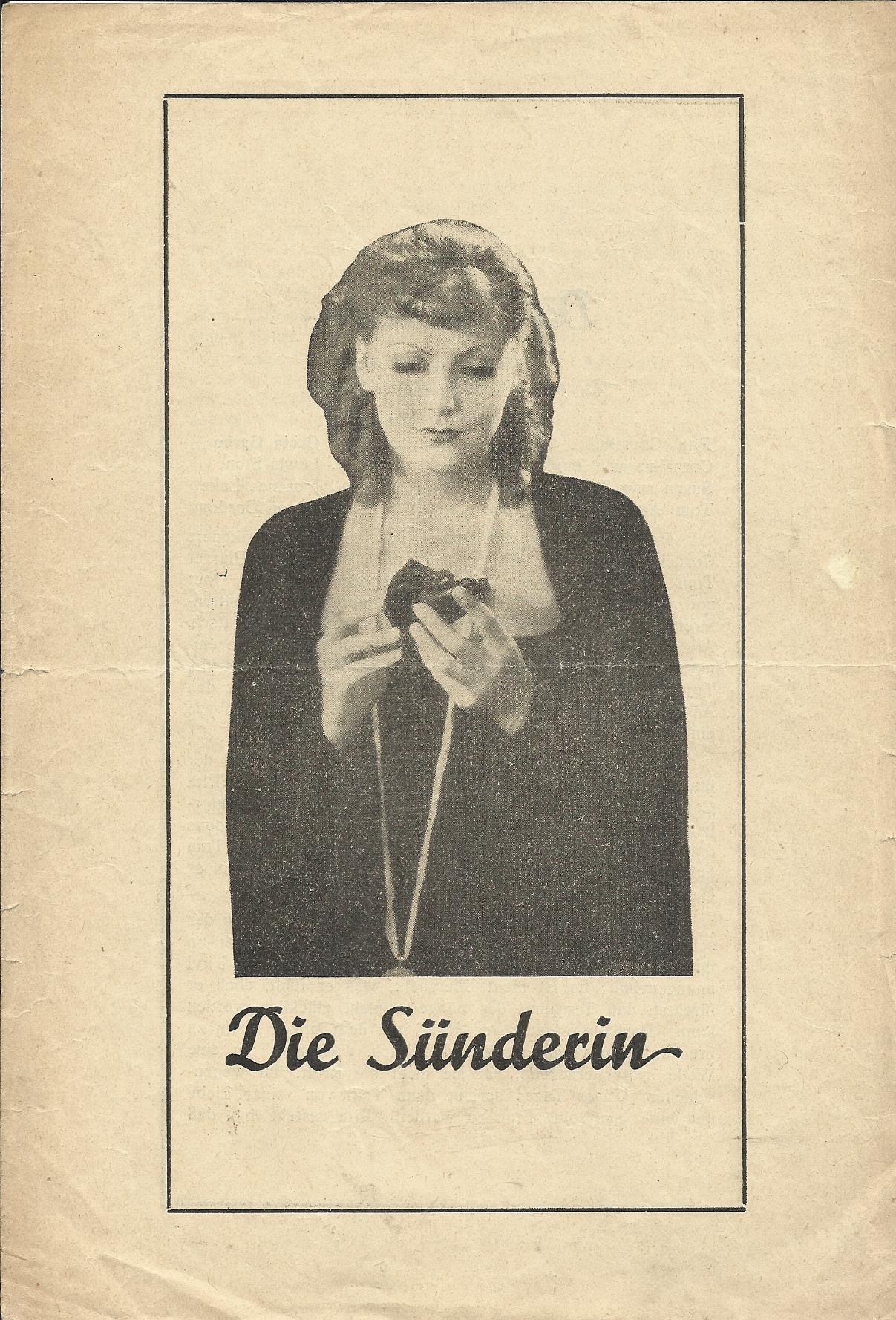 Zwischendruck: Die Sünderin ( Clarence Brown ) Greta Garbo, Lewis Stone, Florence Lake, Gavon Gordon,