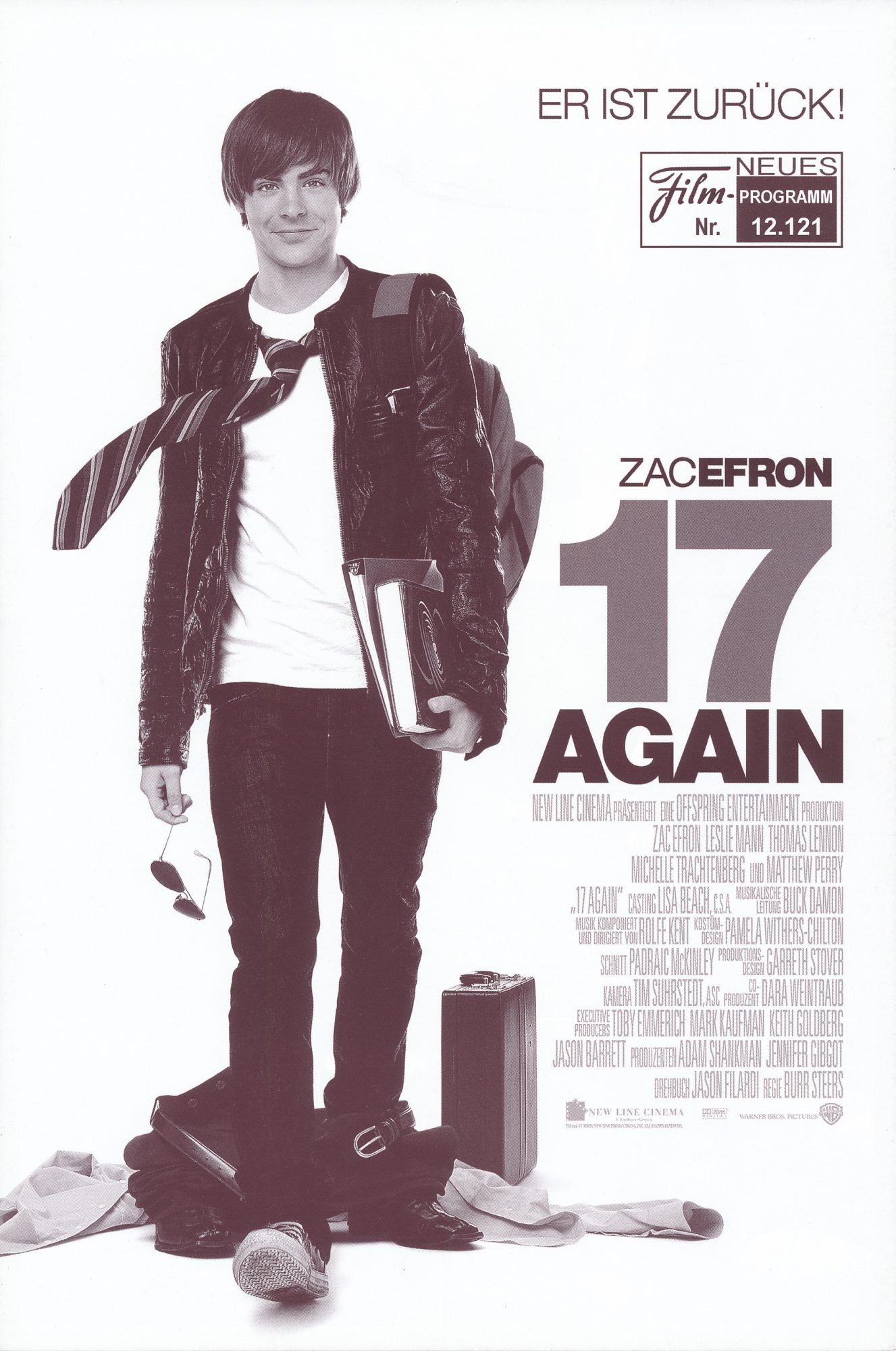 12121: 17 again ( Burr Steers ) Zac Efron, Leslie Mann, Thomas Lennon, Matthew Perry, Tyler Steelman, Allison Miller, Sterling Knight, Michelle Trachtenberg, Adam Gregory, Hunter Parrish, Melissa Ordway, Tiya Sircar, Collette Wolfe