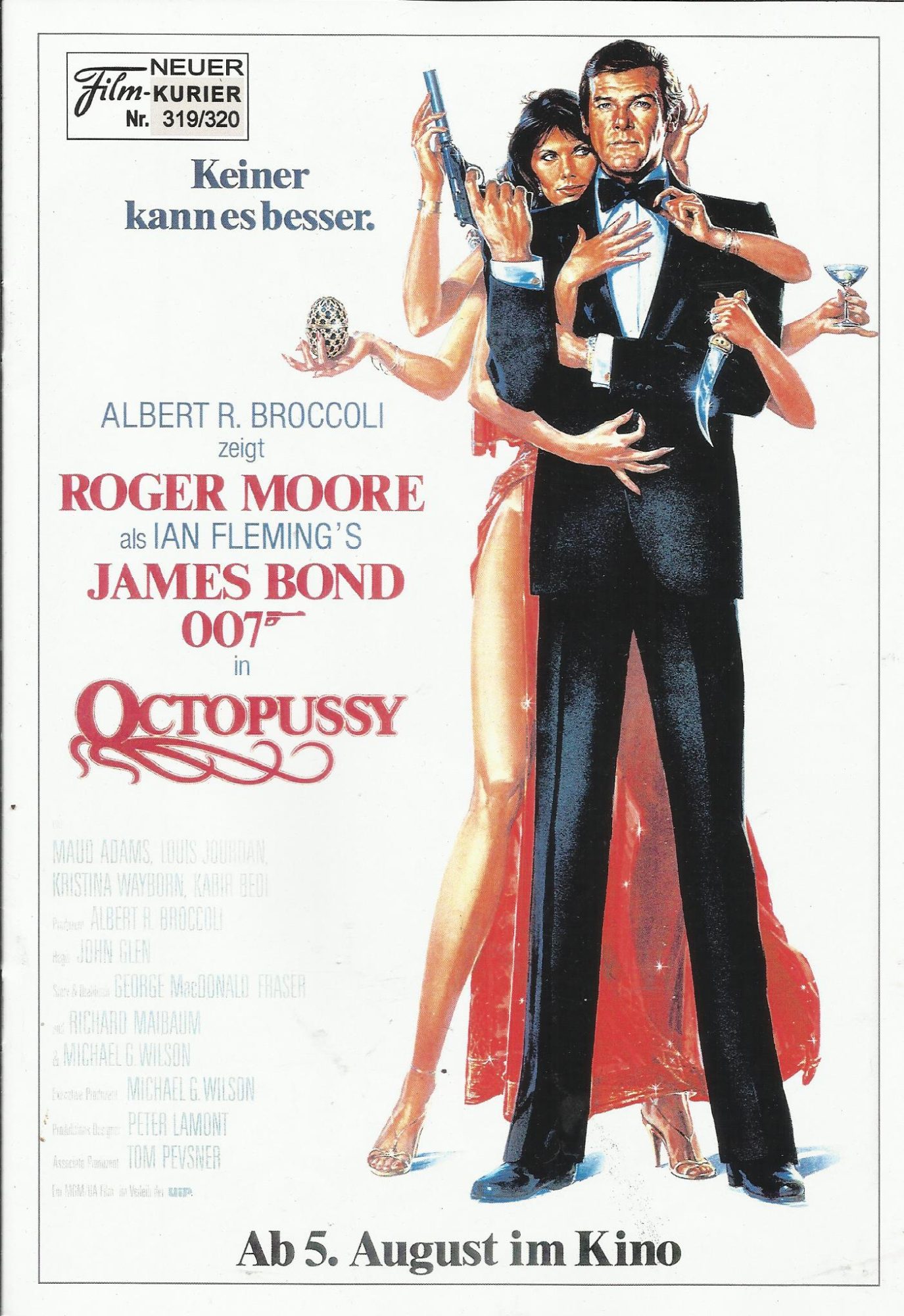 319/320: Octopussy ( James Bond ) ( John Glen ) ( 2. Auflage ) Roger Moore, Maud Adams, Louis Jourdan, Kristina Wayborn, Kabir Bedi, Steven Berkoff, David & Tony Meyer, Desmond Llewelyn, Robert Brown, Lois Maxwell, Michaela Clavell,
