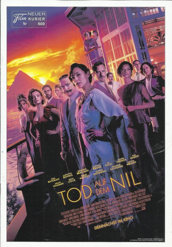 600: Tod auf dem Nil ( Kenneth Branagh ) ( Agatha Christie ) Gal Gadot, Annette Bening, Armie Hammer, Letitia Wright, Tom Bateman, Emma Mackey, Rose Leslie, Sophie Okonedo, Adam Garcia, Ali Fazal, Rick Warden, Russell Brand, Jennifer Saunders, Dawn French