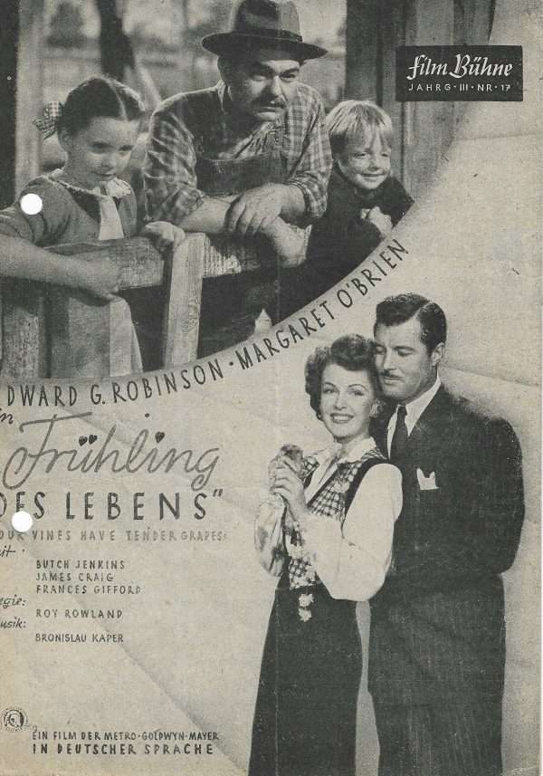 17: Frühling des Lebens ( Roy Rowland ) Edward G. Robinson, Margaret O´Brien, James Craig, Frances Gifford, Agnes Moorehead, Morris Carnowsky, Jackie Butch Jenkins, Sara Haden, Greta Granstedt, Dorothy Morris,