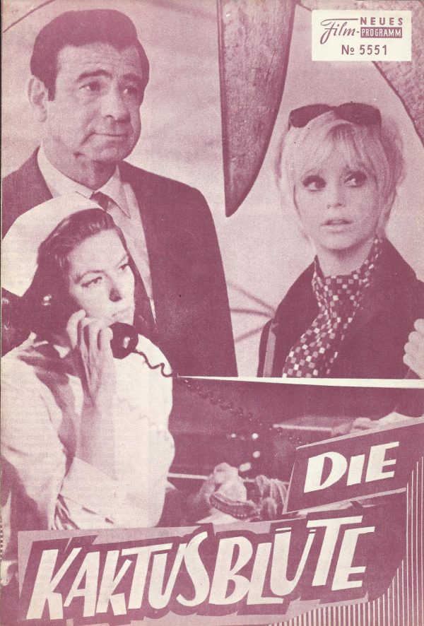 5551: Die Kaktusblüte ( Gene Saks ) ( 1. Auflage rot ) Ingrid Bergman, Walter Matthau, Goldie Hown, Jack Weston, Rick Lenz,