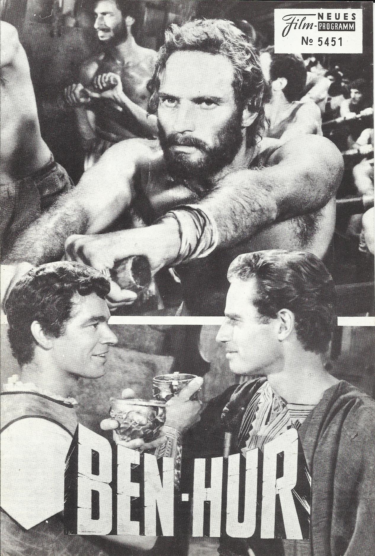 5451: Ben Hur ( William Wyler ) ( 2. Auflage schwarz ) Charlton Heston, Jack Hawkins, Stephen Boyd, Haya Harareet, Hugh Griffith, Martha Scott, Sam Jaffe, Adi Berber,