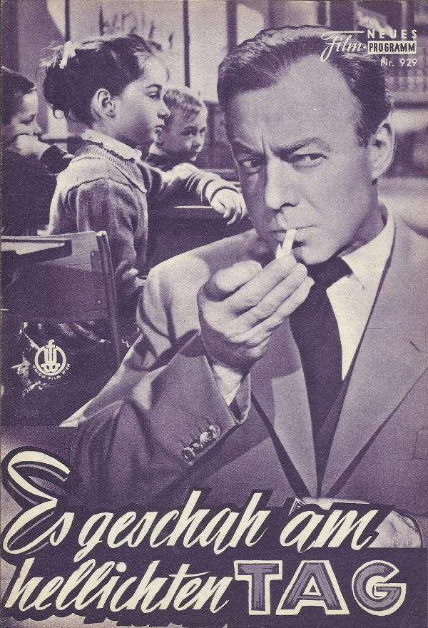929: Es geschah am hellichten Tag ( Friedrich Dürrenmatt ) ( blau ) Heinz Rühmann, Michel Simon, Ewald Balser, Gert Fröbe, Berta Drews, Siegfried Lowitz, Maria Rosa Salgado, Anita von Ow, Barbara Haller, Heinrich Gretler