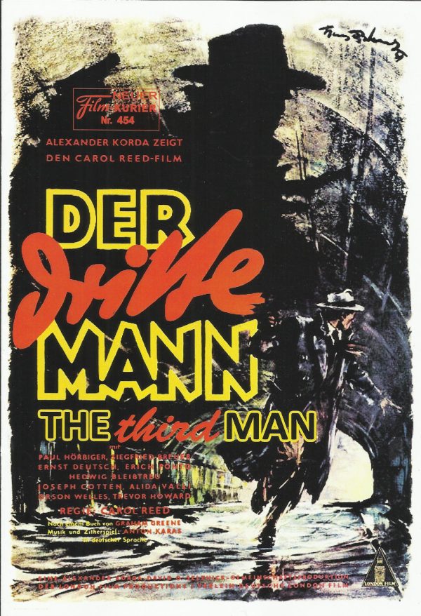 454: Der dritte Mann, ( Graham Greene ) ( 2. Auflage ) Joseph Cotten, Alida Valli, Orson Welles, Paul Hörbiger, Trevor Howard, Ernst Deutsch, Erich Ponto, Siegfried Breuer, Hedwig Bleibtreu, Wilfrid Hyde White, Annie Rosar,