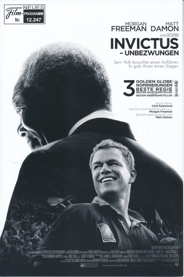 12247: Invictus - Bezwungen ( Clint Eastwood ) Morgan Freeman, Matt Damon, Tony Kgoroge, Patrick Mofokeng, Matt Stern, Julian Lewis Jones, Adjoa Andoh, Marguerite Wheatley, Leleti Khumalo, Patrick Lyster
