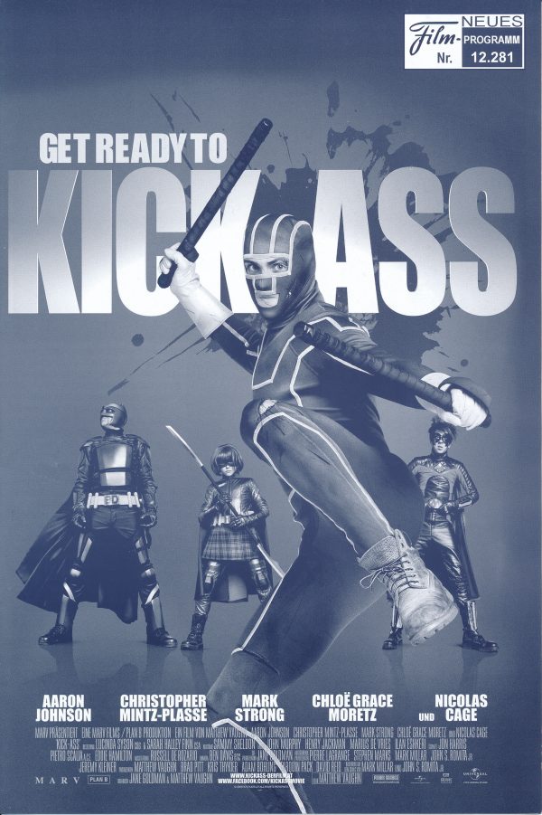 12281: Kick-Ass ( Matthew Vaughn ) Aaron Johnson, Christopher Mitz-Plasse, Mark Strong, Chloe Grace Moretz, Imari Hardwick, Xander Berkeley, Michael Rispoli, Clark Duke, Lyndsy Fonseca, Evan Peters, Corey Johnson, Dexter Fletcher, Jason Flemyng, Randall B