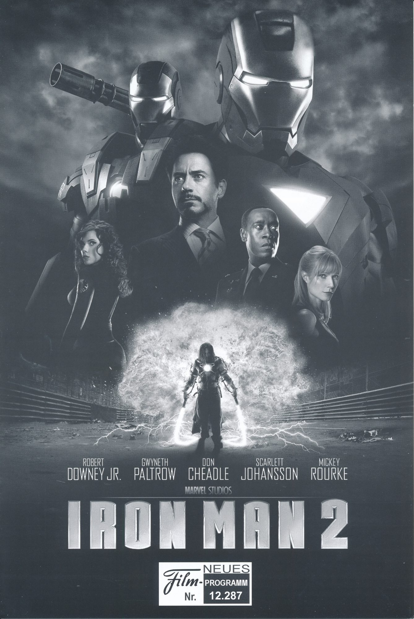 12287: Iron Man 2 ( Jon Favreau ) Robert Downey Jr., Gwyneth Paltrow, Don Cheadle, Scarlett Johansson, Sam Roclwell, Mickey Rourke, Samuel L. Jackson, Clark Gregg, John Slattery, Jon Favreau, Paul Bettaany, Kate Mara, Leslie Bibb