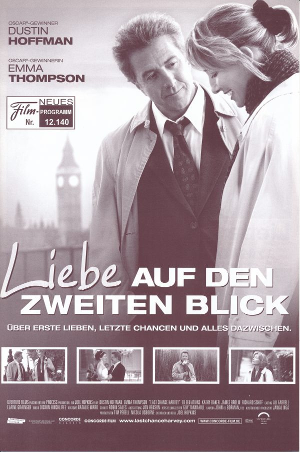 12140: Liebe auf den zweiten Blick ( Joel Hopkins ) Dustin Hoffman, Emma Thompson, Eileen Atkins, Liane Balaban, James Brolin, Kathy Baker, Richard Schiff, Tim Howar, Wendy Mae Brown, Bronagh Gallagher, Jeremy Sheffield, Patrick Baladi