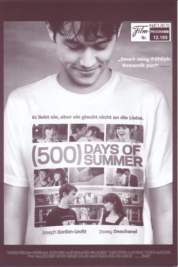 12185: ( 500 ) days of summer ( Marc Webb ) Joseph Gordon-Levitt, Zooey Deschanel, Geoffrey Arend, Chloe Moretz, Matthew Gray Gubler, Clark Gregg, Patricia Belcher, Rachel Boston, Jennifer Hetrick, Maile Flanagan, Darryl Sivad, Gregory Thompson