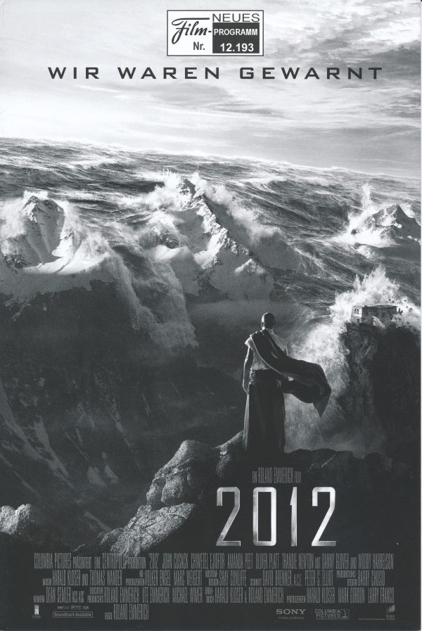 12193: 2012 ( Roland Emmerich ) John Cusack, Chiwetel Ejiofor, Amanda Peet, Oliver Platt, Thomas McCarthy, Thandie Newton, Danny Glover, Woody Harrelson, George Segal, Morgan Lily, John Billingsley, Jimi Mistry, Blu Mankuma, Liam James, Zlatko Buric, Beat