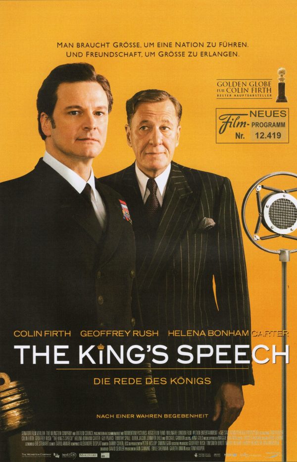 12419: The Kings´s Speech - Die Rede des Königs ( Farbe ) ( Tom Hooper ) Colin Firth, Geoffrey Rush, Helena Bonham Carter, Guy Pearce, Timothy Spall, Derek Jacobi, Jennifer Ehle, Anthony Andrews, Claire Bloom, Michael Gambon, Eve Best, Calum Gittins, Frey