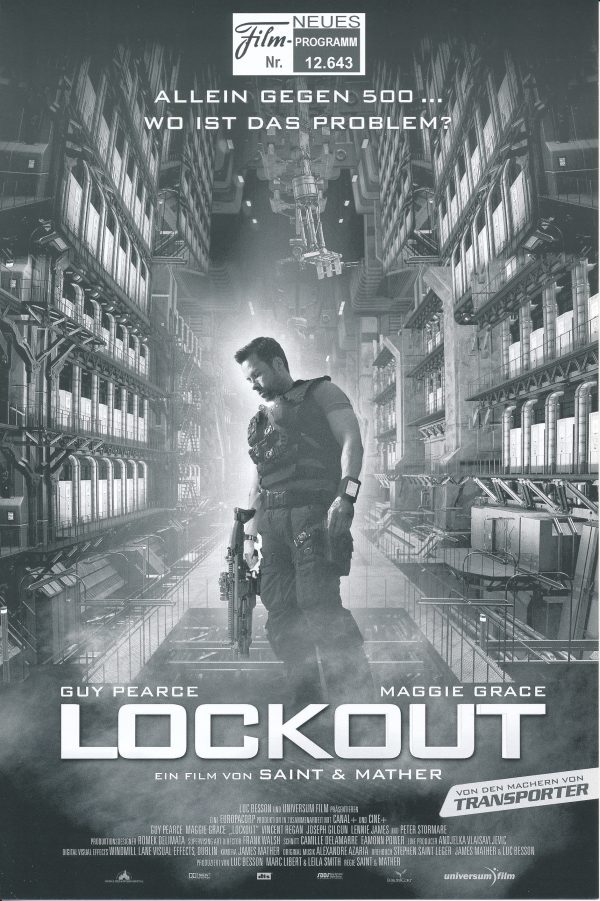 12643: Lockout ( Stephen St. Leger, James Mather ) Guy Pearce, Maggie Grace, Peter Stormare, Joseph Gilgun, Vincent Regan, Lennie James, Jacky Ido, Tim Plester, Mark Tankersley