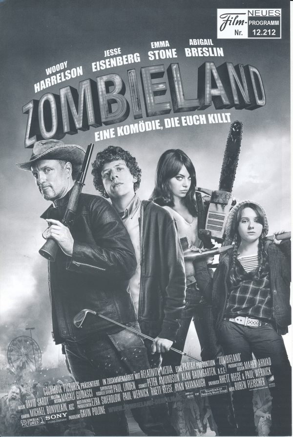 12212: Zombieland ( Ruben Fleischer ) Woody Harrelson, Jesse Eisenberg, Emma Stone, Abigail Breslin, Amber Heard, Bill Murray, Derek Graf, Melanie Booth