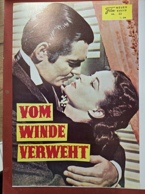 33: Vom Winde verweht ( Margaret Mitchell ) ( Original Druckvorlage des Covers )Vivien Leigh, Clark Gable, Olivia de Havilland, Leslie Howard,