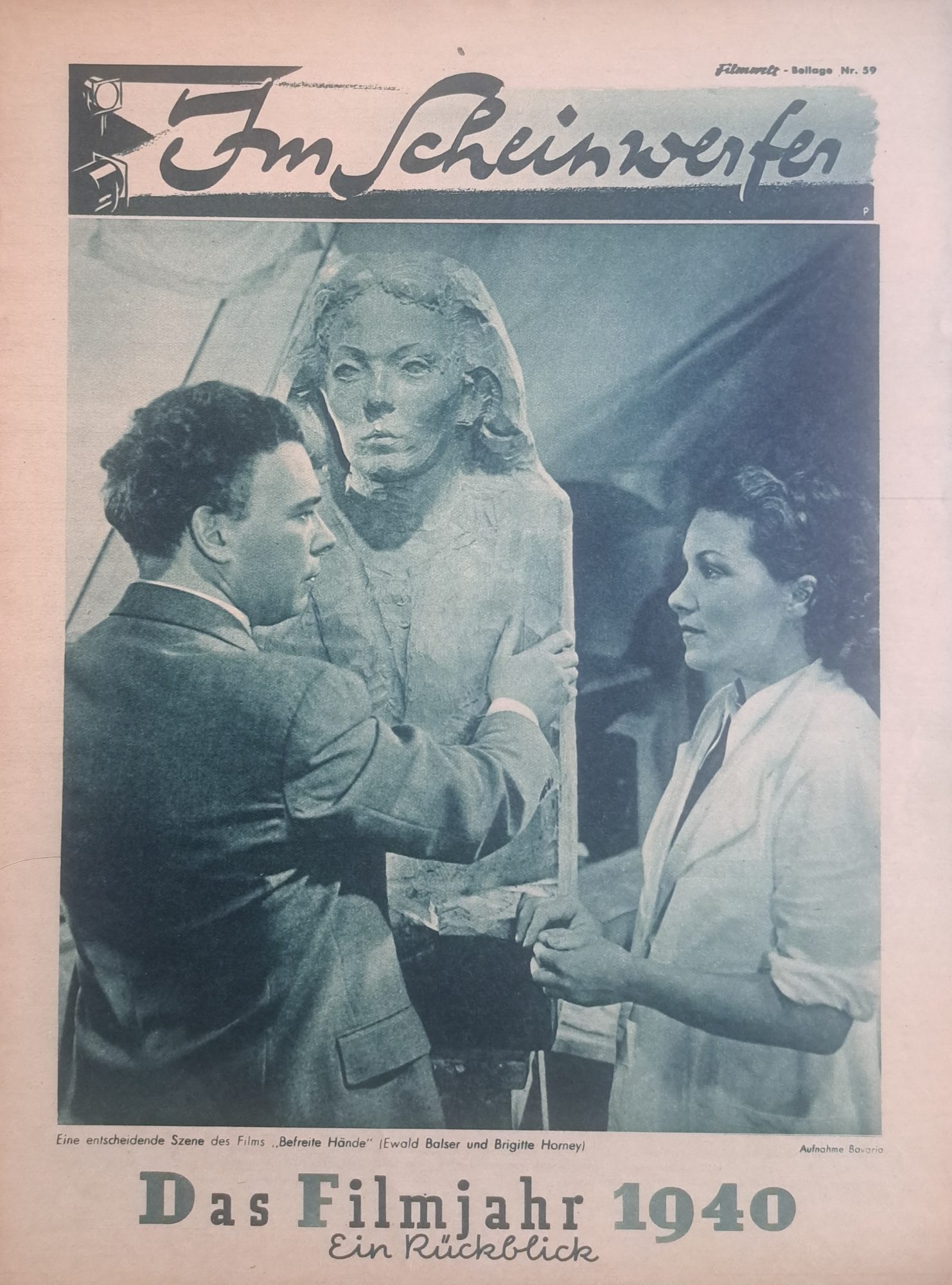 Das Filmjahr 1940 Ewald Balser, Brigitte Horney, Heinrich George, Hilde Krahl, Jud Süss, Paula Wessely, Ferdinand Marian, Kristina Söderbaum, Im Scheinwerfer Beilage mit 4 Seiten,