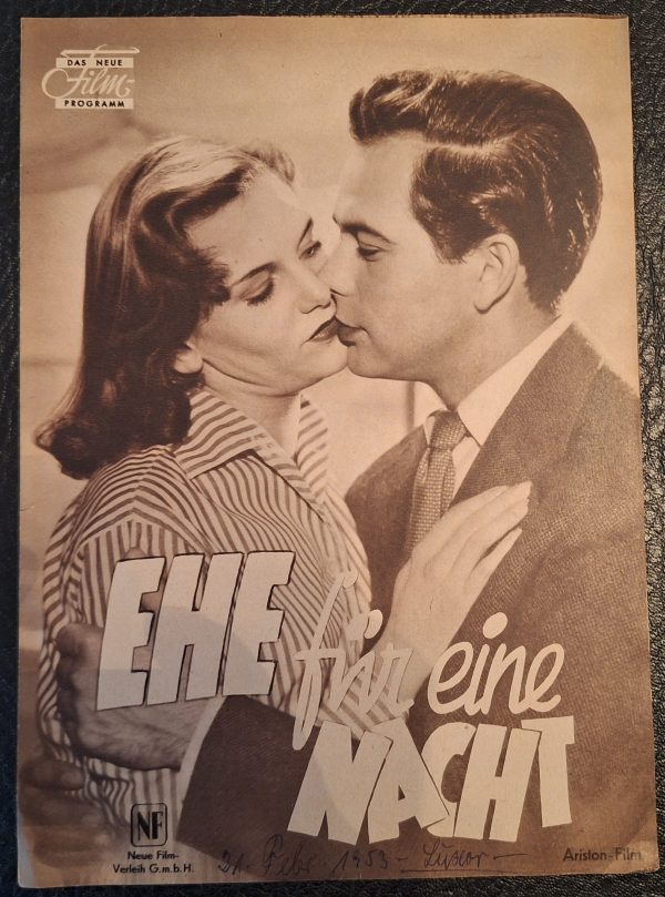 Ehe für eine Nacht ( Victor Tourjansky ) Gustav Fröhlich, Adrian Hoven, Laya Raki, Hans Leibelt, Hannelore Bollmann, Gunnar Möller,
