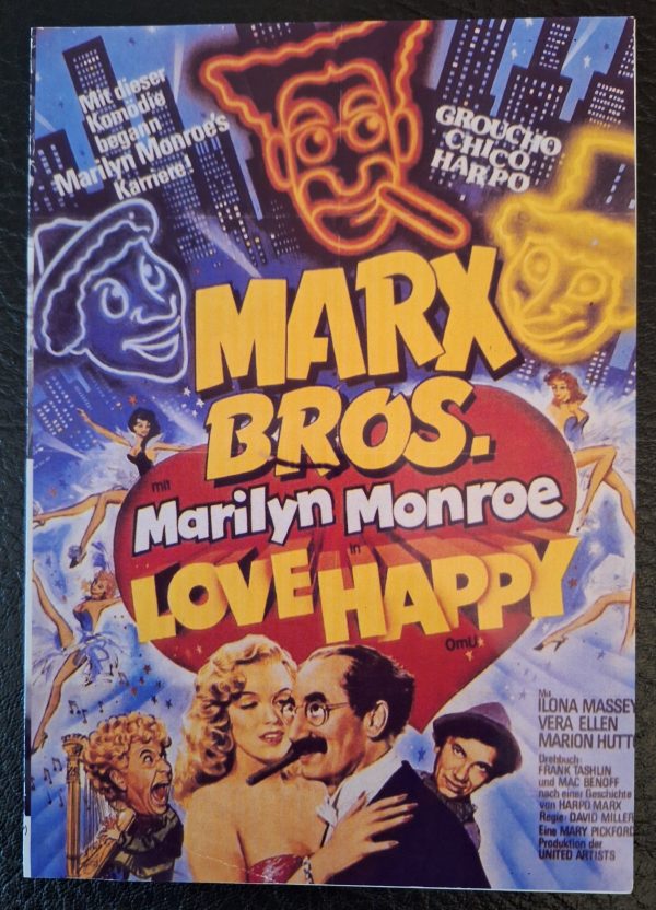 774: Love Happy ( David Miller ) Harpo Marx, Chico Marx, Groucho Marx, Marilyn Monroe, Vera-Ellen, Ilona Massey, Marion Hutton, Raymond Burr, Bruce Gordon, Melville Cooper, Leon Belasco, Paul Valentine, Eric Blore, Marilyn Monroe